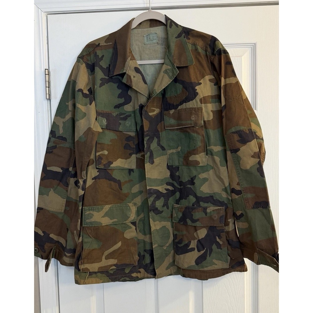 U.S. Military Men's Jacket‎ Med Long Green Woodland Camouflage Camo Army Combat